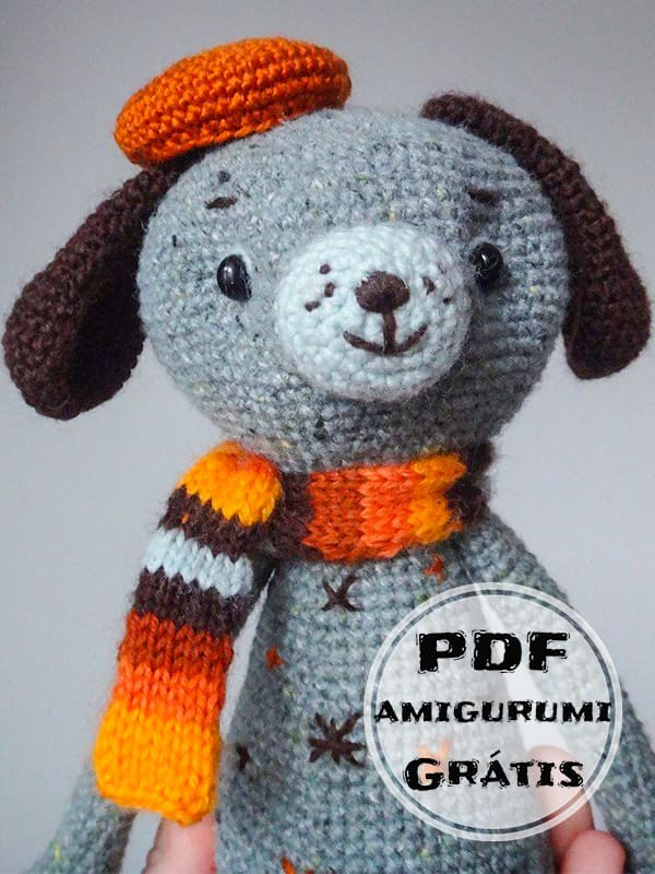 Crochê de Cachorro Com Chapéu Receita de Amigurumi Grátis em Português