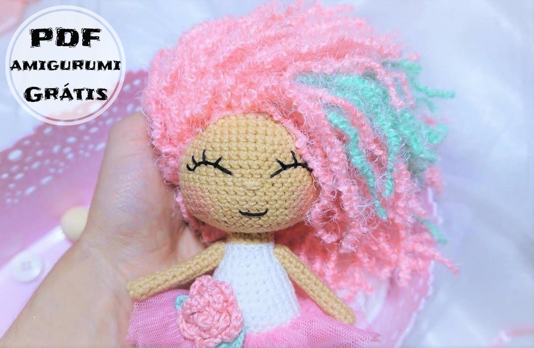 PDF Crochê Boneca de Rosa Pelúcia Receita de Amigurumi Grátis (1)