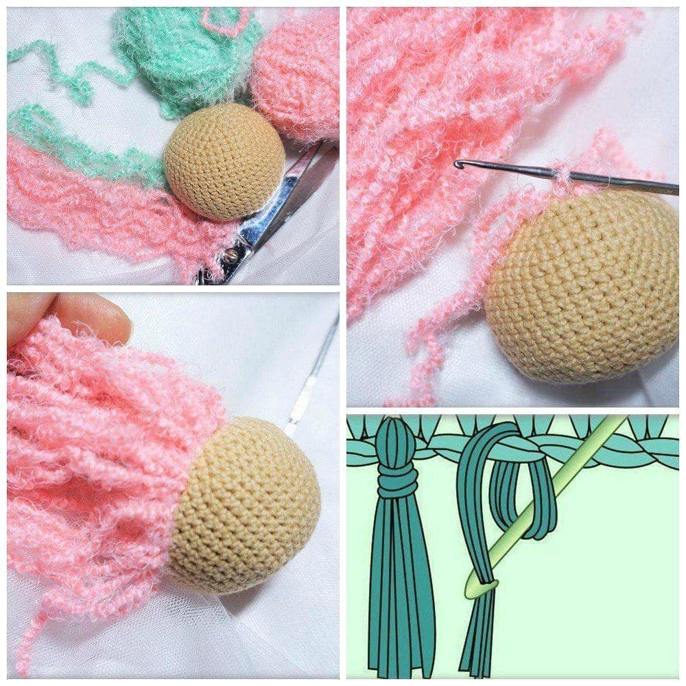 PDF Crochê Boneca de Rosa Pelúcia Receita de Amigurumi Grátis Cabelo (1)