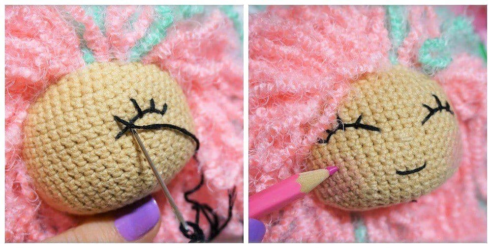 PDF Crochê Boneca de Rosa Pelúcia Receita de Amigurumi Grátis Cabelo (2)