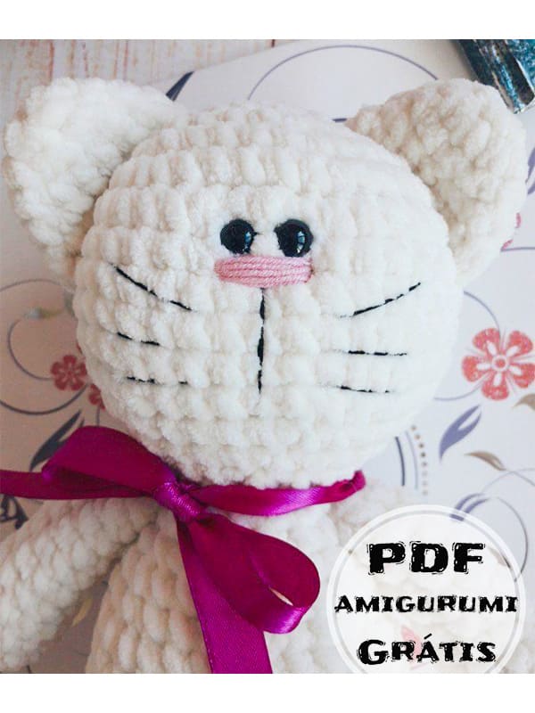 PDF Crochê Gato de pelúcia Receita de Amigurumi Grátis