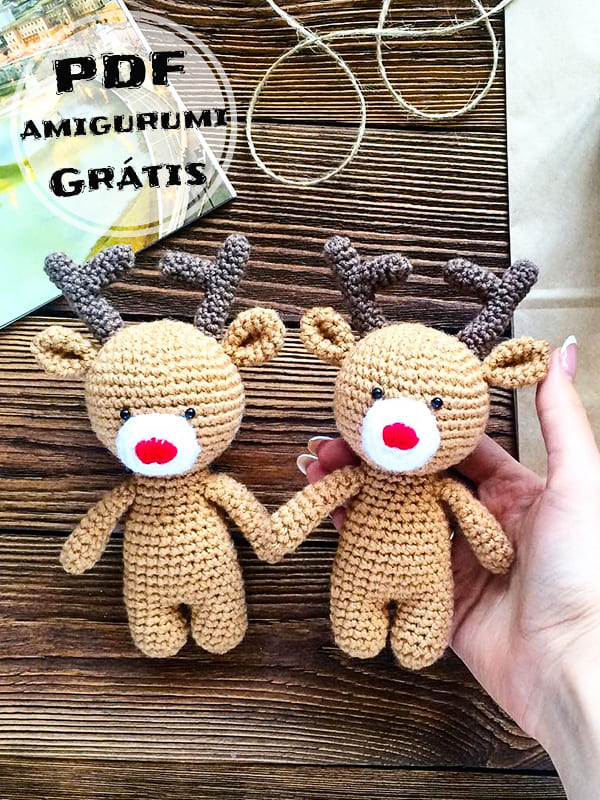 PDF Crochê de Pequena Rena de Natal Receita de Amigurumi Grátis