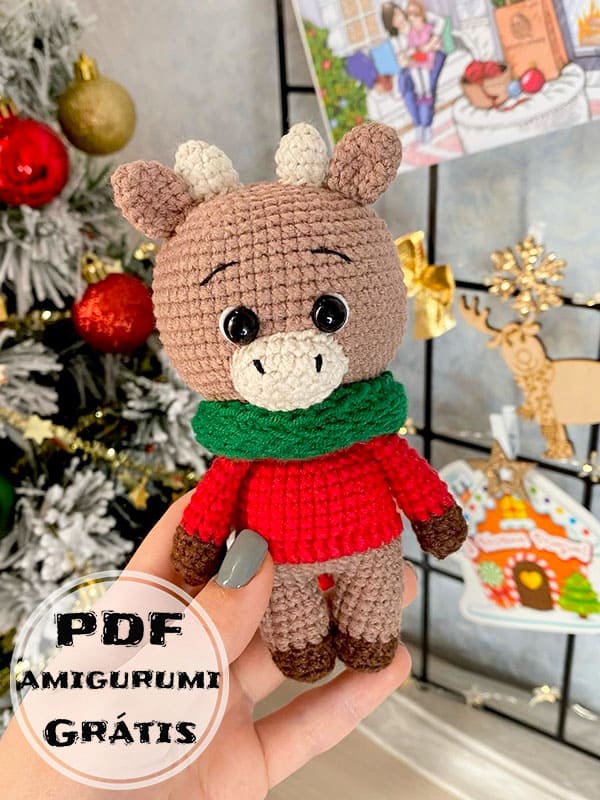 PDF Crochê de Pequeno Rena Receita de Amigurumi Grátis