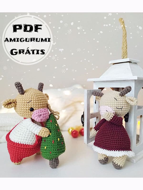PDF Crochê de Vaca Engraçado Receita de Amigurumi Grátis
