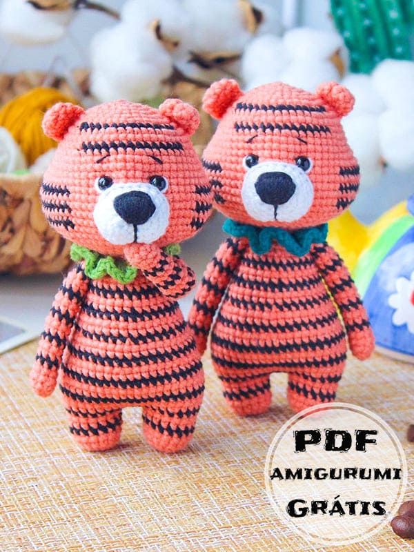 PDF Crochê Mini Tigre Receita de Amigurumi Grátis