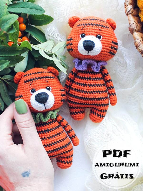 PDF Crochê Mini Tigre Receita de Amigurumi Grátis