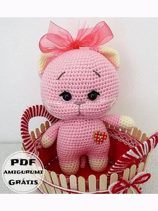 PDF Crochê de Gatinho Pelúcia Receita de Amigurumi Grátis