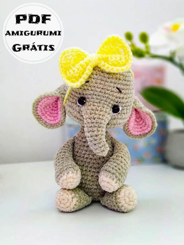 Elefante Molly Crochê Receita de Amigurumi PDF Grátis 