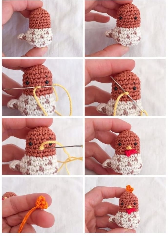 Fácil Crochê Chaveiro de Frango Receita de PDF Amigurumi Grátis 