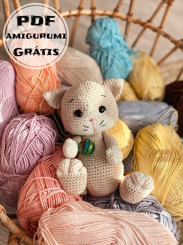 PDF Crochê Coelhinho de Gato Kouki Receita de Amigurumi Grátis