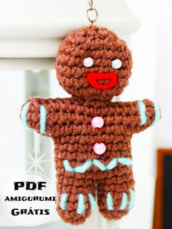 PDF Crochê Homem-Biscoito Receita de Amigurumi Grátis