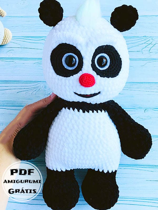 Panda de Pelúcia Crochê Receita de Amigurumi PDF Grátis 