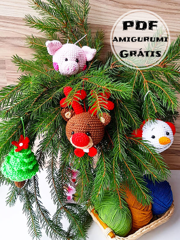 Cervo de Natal Ornamentos Amigurumi Receita de Grátis