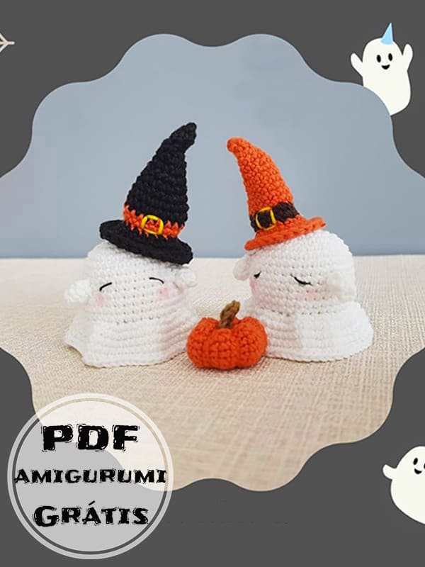 Chapéu de Bruxa Fantasma Amigurumi Receita de PDF Grátis