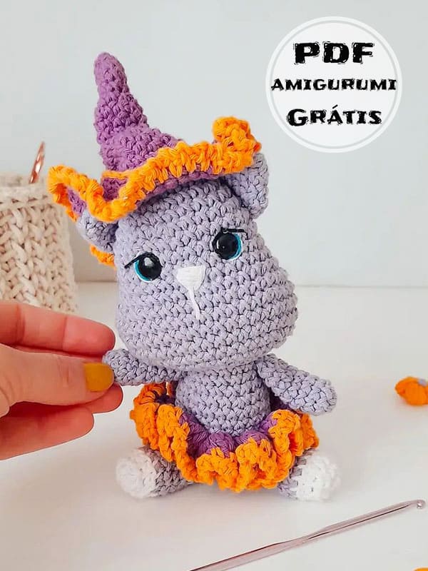 Gato Amigurumi Dia das Bruxas Receita de PDF Grátis