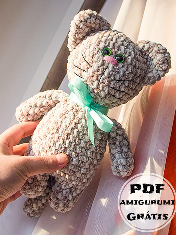 Gato de Pelúcia Flor Amigurumi Receita de Grátis