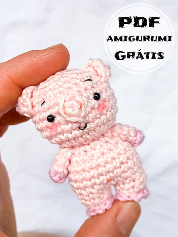Pequeno Porco Amigurumi Chaveiro Receita de PDF Grátis