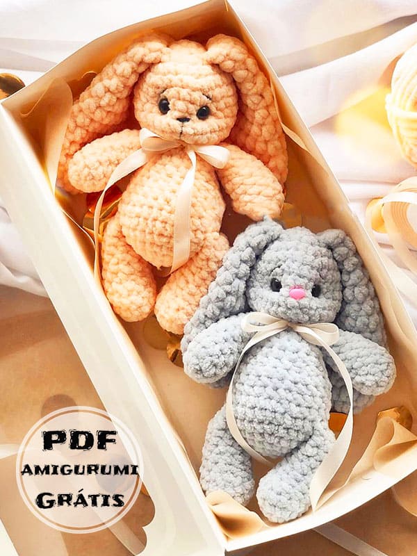 Coelho e Urso Abóbora Cor PDF Amigurumi Receita Grátis