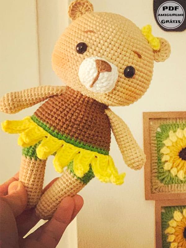 Girassol Urso Amigurumi PDF Receita Grátis