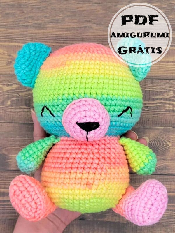 Colorido Ursinho de Crochê Amigurumi Receita Grátis