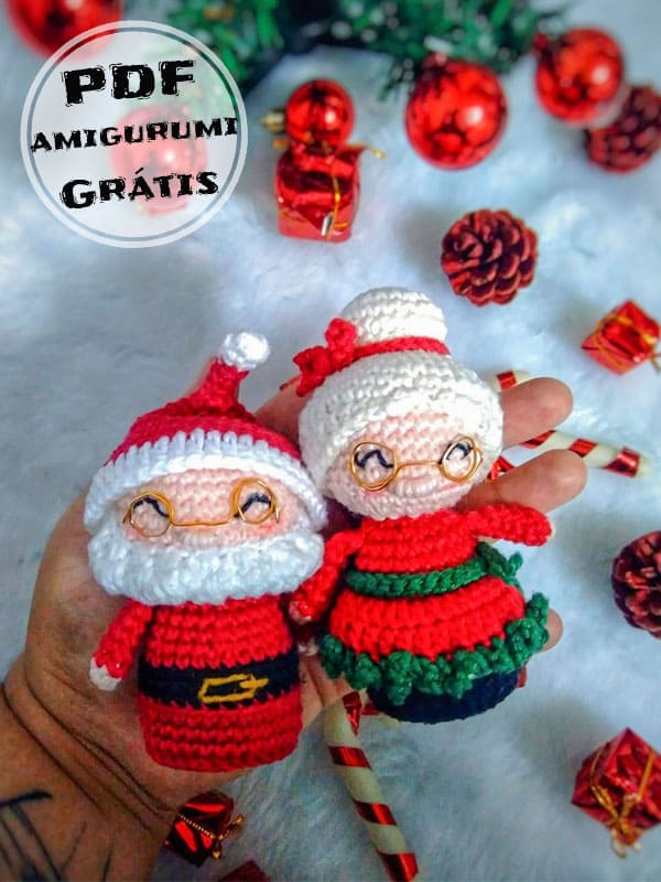 Mamãe Noel e Papai Noel de Crochê Amigurumi Receita - 2