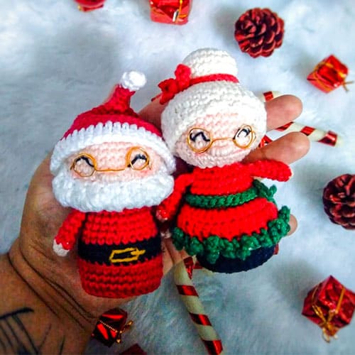Mamãe Noel e Papai Noel de Crochê Amigurumi Receita