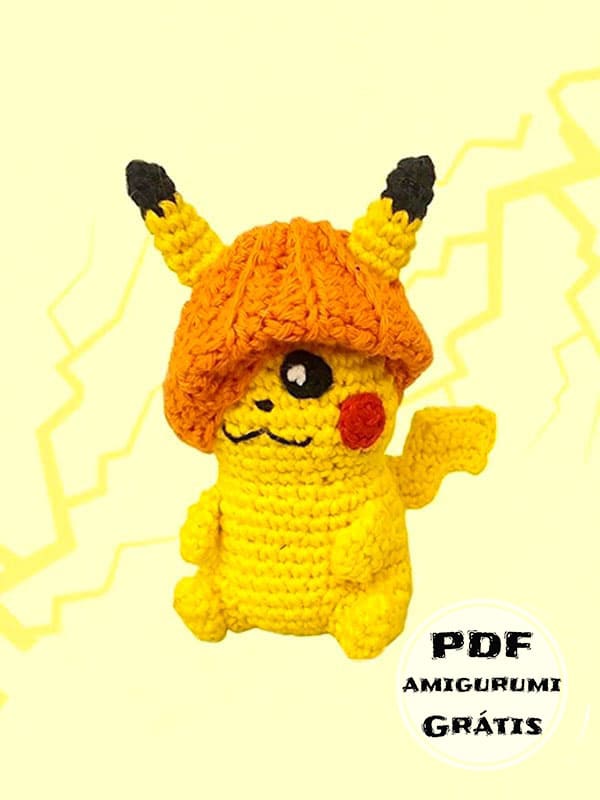 Chapéu de Abóbora Pikachu Amigurumi Receita PDF Grátis