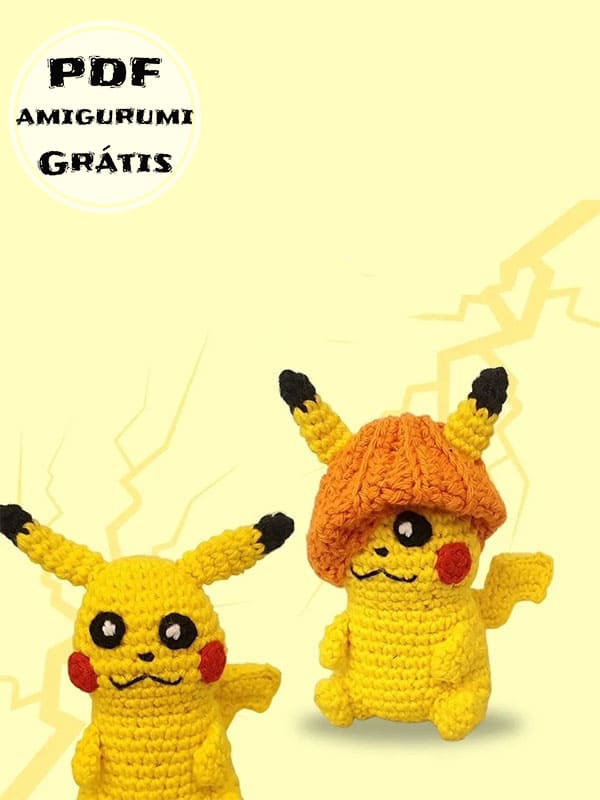 Chapéu de Abóbora Pikachu Amigurumi Receita PDF Grátis