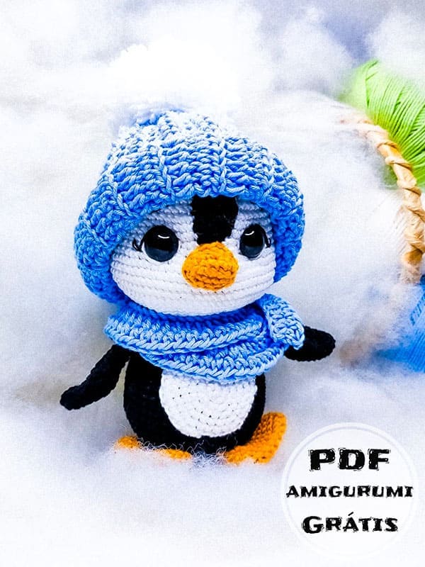 Pinguim de Chapéu Amigurumi Receita PDF Grátis