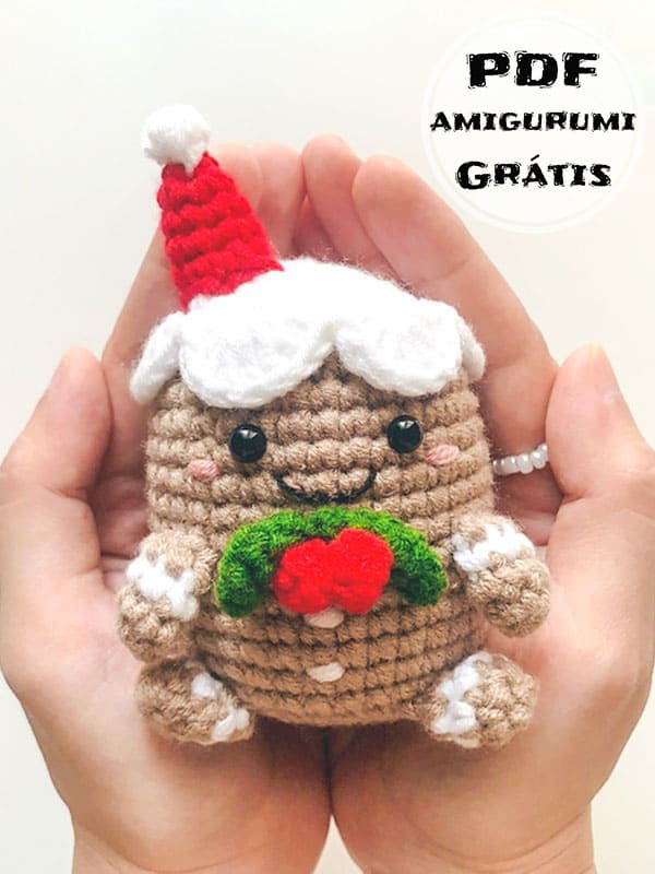 Boneca de Crochê Amigurumi Natal Homem Biscoito 